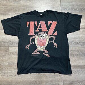 Vintage 1992 Looney Tunes Taz T-Shirt Warner Bros Black size XL Made In USA